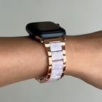 Apple Watch Band 42 44 45 46 49mm Women Stainless Steel Resin Metal Replacement Strap Starlight Rainbow for iWatch Series 11 10 9 8 7 6 5 4 3 SE Ultra Work Office Fitness Party