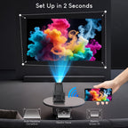 AMOVFILM Advanced Portable Smart Projector WiFi 6 & 4K Video Decoding, 1080P Native Resolution, Android 11 Built-In, Home Theater & Outdoor Movie Projector, Mobile Screen Mirroring, Multiple Colors