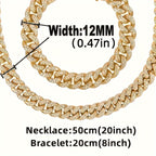 4-Piece Men's Punk Jewelry Set Quartz Watch Cuban Chain Necklace Bracelet and Cross Necklace with Rhinestone Details Hip Hop Style Gift for Men