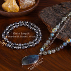 Labradorite & Moonstone Double Pendant Necklace Set 2pcs – Natural Stone Bohemian Jewelry with Aurora Borealis Effect, Spiritual Gift for Women, Teens, Mothers Day & Christmas