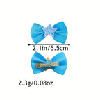 Dog Bow Hair Clips 24pcs Assorted – Cute Glitter Heart & Star Grooming Hair Accessories for Small Dogs & Puppies, Mixed Color Random Styles Pet Hair Bows