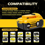 20V 8.0Ah Lithium-Ion Replacement Battery for DeWalt Cordless Tools – Compatible with DCB200, DCB205, DCB206, DCB204, DCB180 & DCD/DCF/DCG/DCS Series