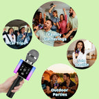 5-in-1 Wireless Karaoke Microphone with Built-In Speaker, LED Lights & Voice Changer – Portable Bluetooth Singing Mic for Parties, Family Gatherings, Travel & Outdoor Fun, 10 Colors