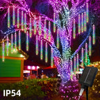 Solar Meteor Shower String Lights – 192 LED Outdoor Fairy Lights, Flower Theme, 8 Modes, Waterproof, for Garden, Patio, Tree, Christmas, Halloween & Independence Day Decorations