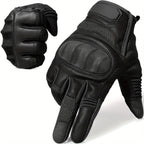Touch Screen Full Finger Gloves for Men Women - Nylon Blend Textured Grip, Hook-and-Loop Closure, Washable, Available in Black Brown Green, Sizes S M XL