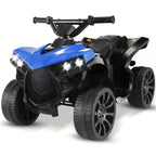 Kids Electric Quad ATV Ride-On Car with Headlights Pedal Accelerator All-Terrain Anti-Slip Tires 55 lbs Capacity 1.86 MPH Ride On Toy for Boys Girls Ages 3-6 Birthday Christmas Gift Blue Black Pink Red